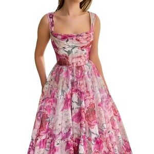 Tulle midi prom dress/tea length dress